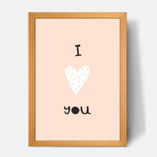 Quadro Infantil I Love You rosa