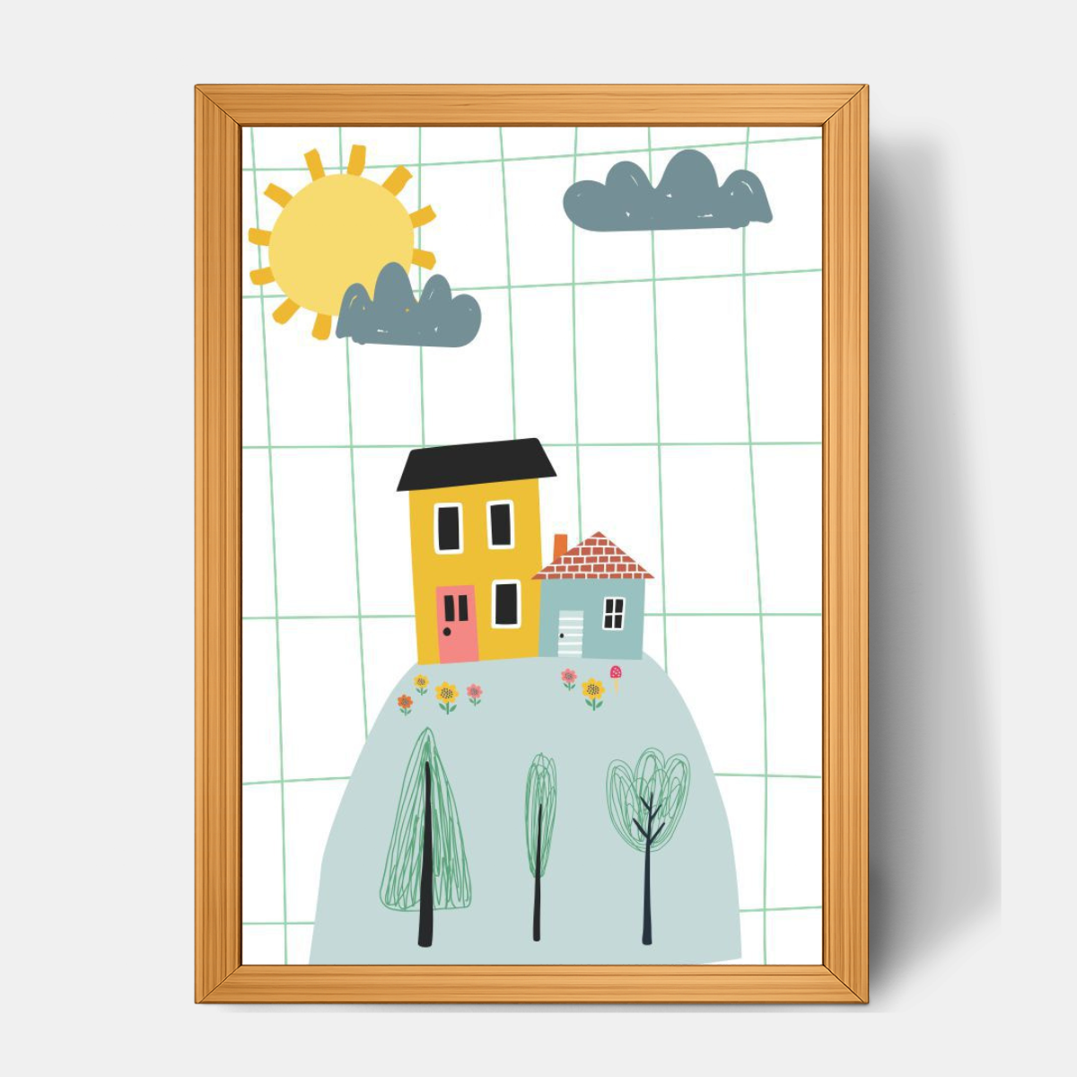 Quadro Infantil casinha na montanha