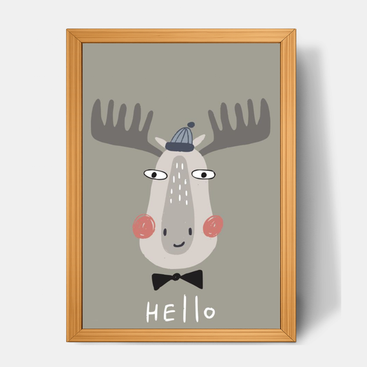 Quadro Infantil Alce - Hello