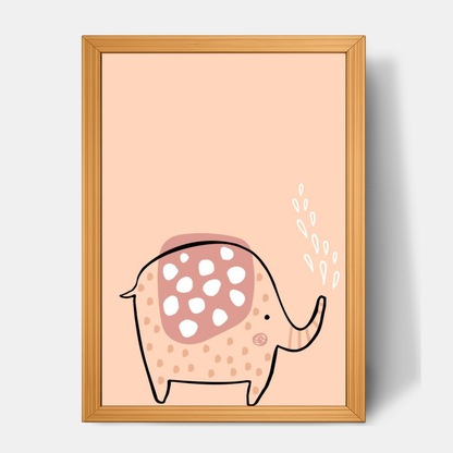 Quadro Infantil Elefante Chafariz rosa