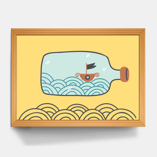 Quadro Infantil Barquinho na garrafa