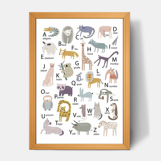 Quadro Infantil Alfabeto com animais