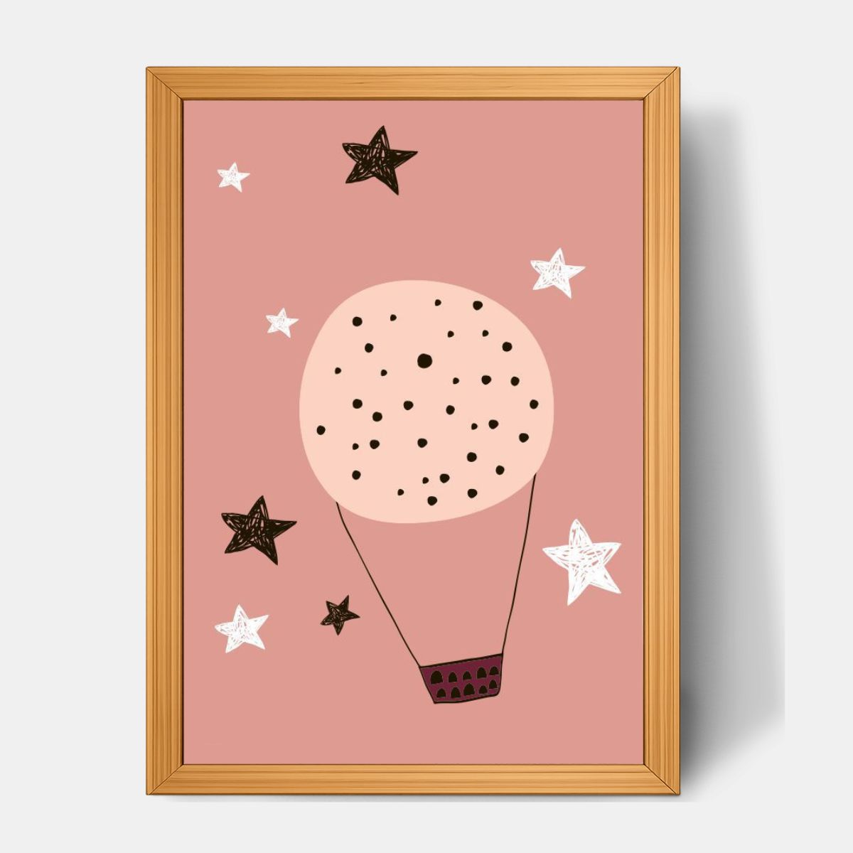 Quadro Infantil Balão Estrelado rosa