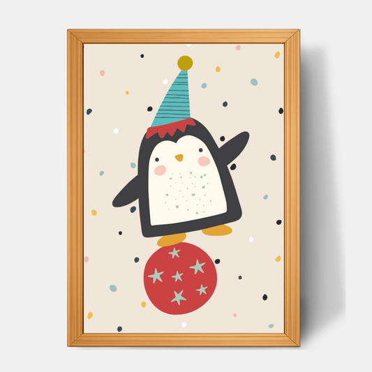 Quadro Infantil Pinguim equilibrista