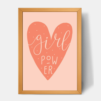 Quadro Infantil Girl Power rosa