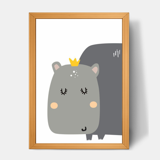 Quadro Infantil Hipopótamo Coroa