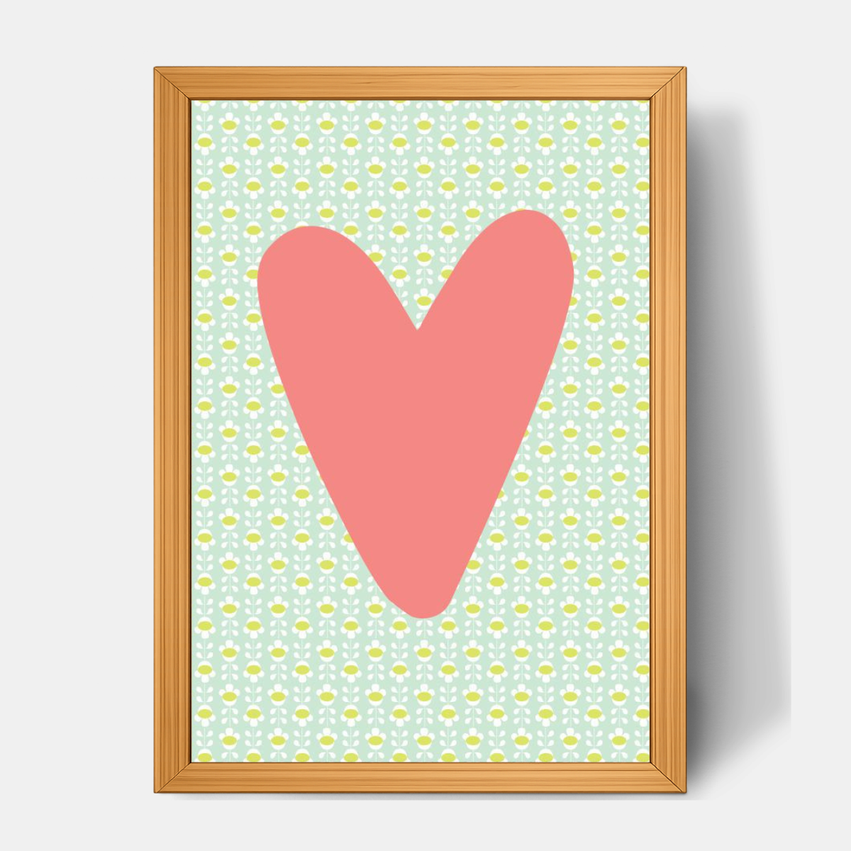 Quadro Infantil Coração azul fundo rosa