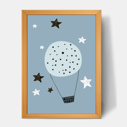 Quadro Infantil Balão Estrelado azul
