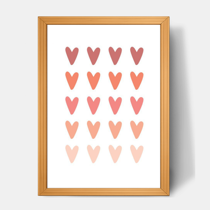 Quadro Infantil Corações degrade rosa