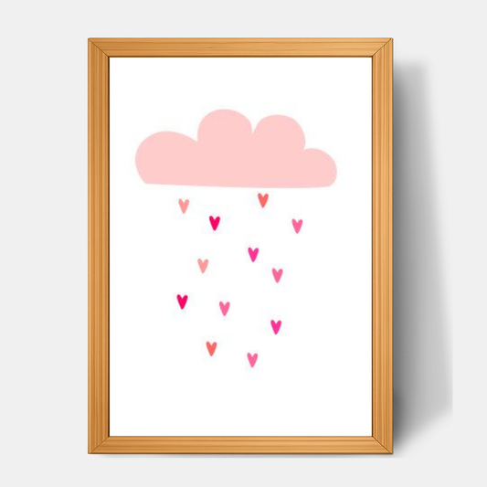 Quadro Infantil Chuva de Corações Rosa