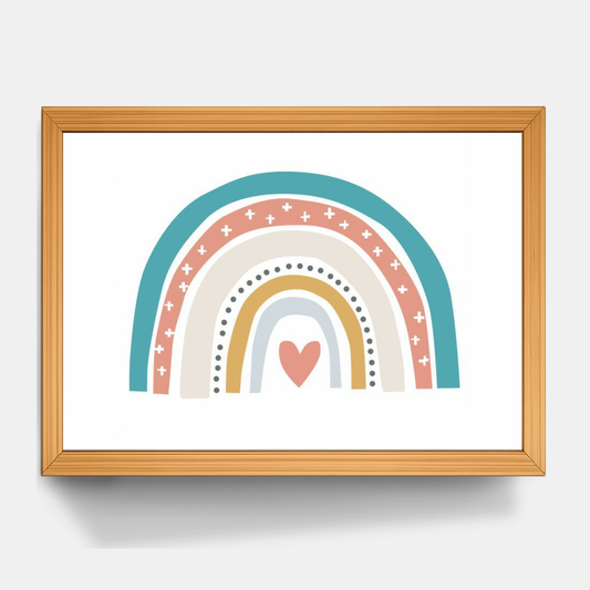 Quadro Infantil Arco Íris coração
