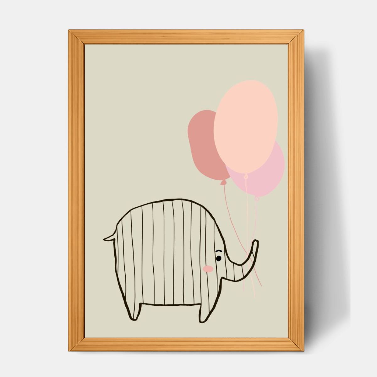 Quadro Infantil Elefante com Balão rosa