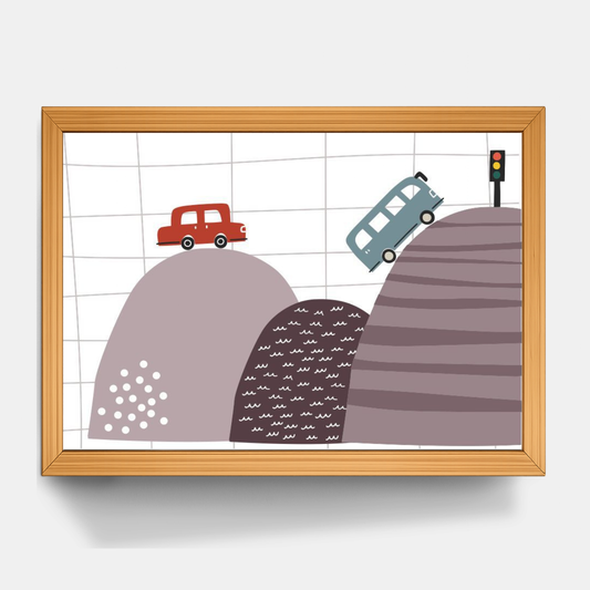 Quadro Infantil Carros na montanha