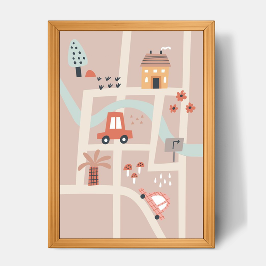 Quadro Infantil Cidade rosa