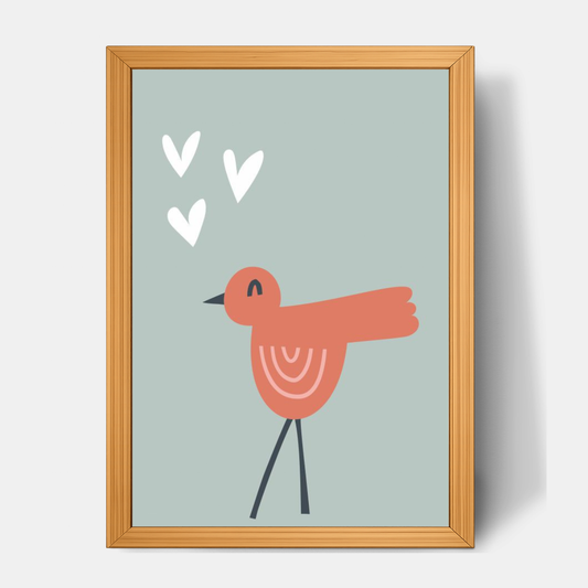 Quadro Infantil Passarinho rosa