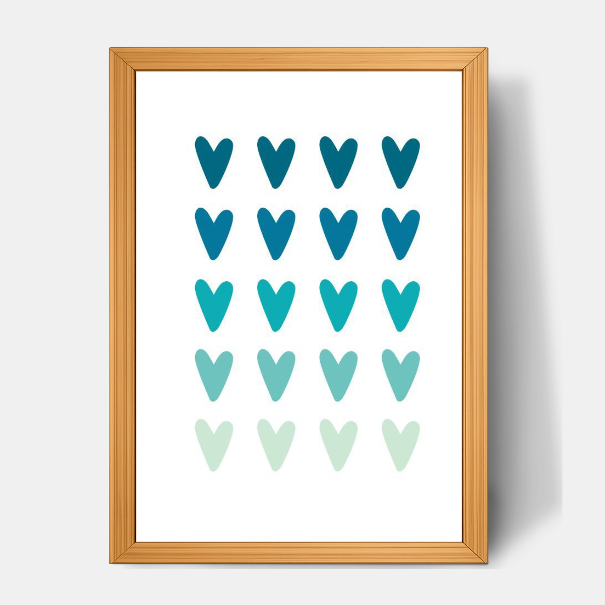Quadro Infantil Corações degrade azul