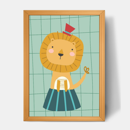 Quadro Infantil Leão de cartola