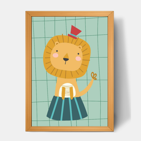 Quadro Infantil Leão de cartola