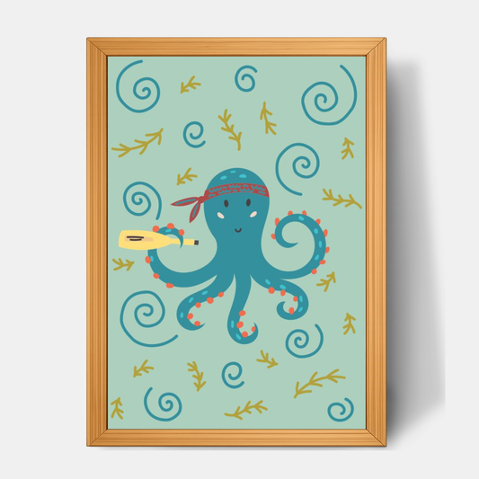 Quadro Infantil Polvo azul