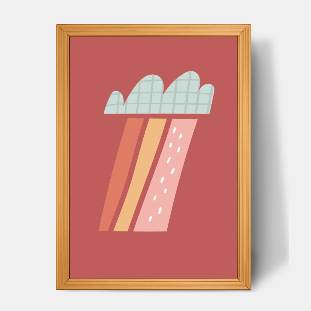 Quadro Infantil Nuvem quadriculada chovendo