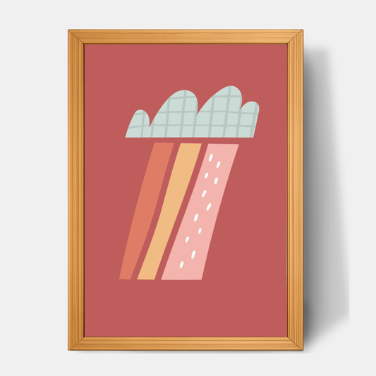Quadro Infantil Nuvem quadriculada chovendo