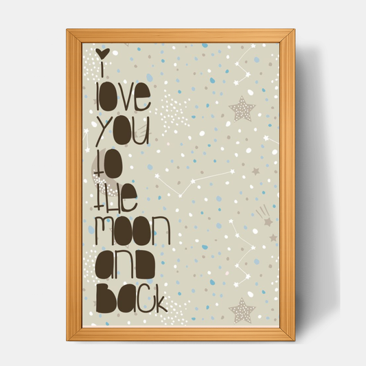 Quadro Infantil I love you to the moon and back