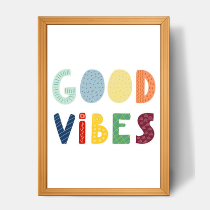Quadro Infantil Good Vibes colorido