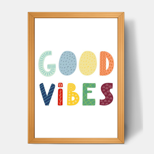Quadro Infantil Good Vibes colorido