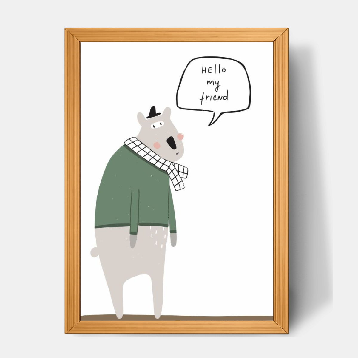 Quadro Infantil Urso "Hello my friend"