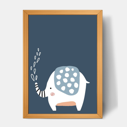Quadro Infantil Elefante Chafariz azul