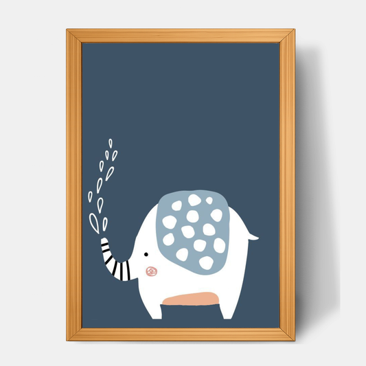 Quadro Infantil Elefante Chafariz azul