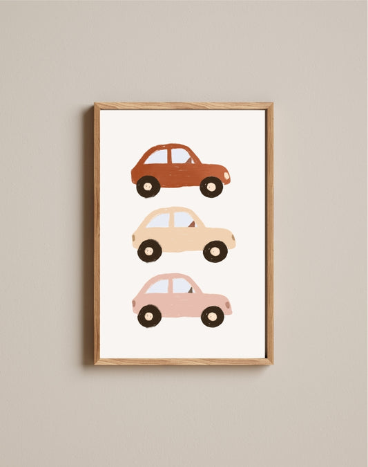 Quadro Aquarelado 3 Carrinhos