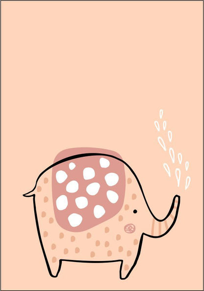 Quadro Infantil Elefante Chafariz rosa