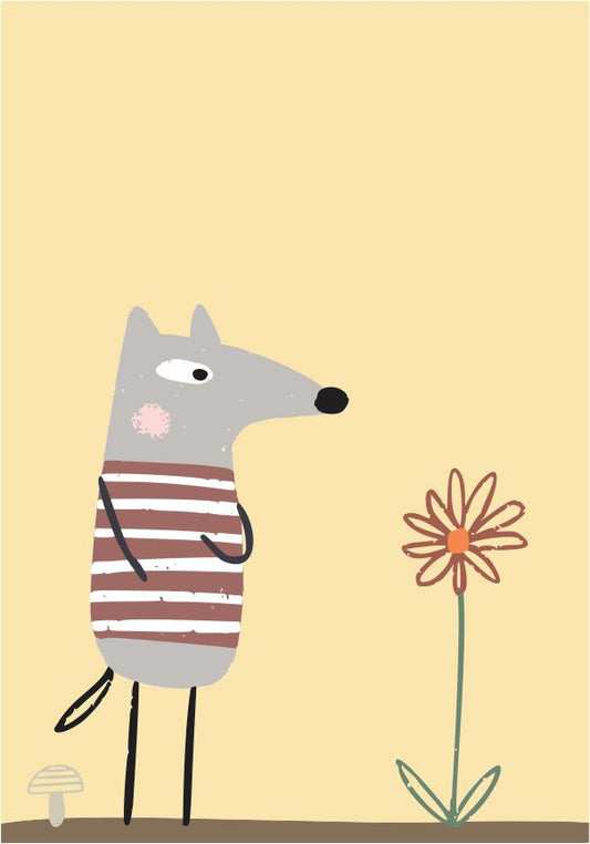 Quadro Infantil Lobo e flor