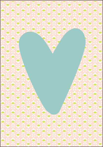 Quadro Infantil Coração rosa fundo azul