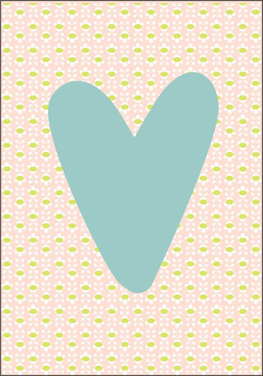 Quadro Infantil Coração rosa fundo azul