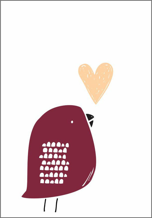 Quadro Infantil Passarinho Coração rosa