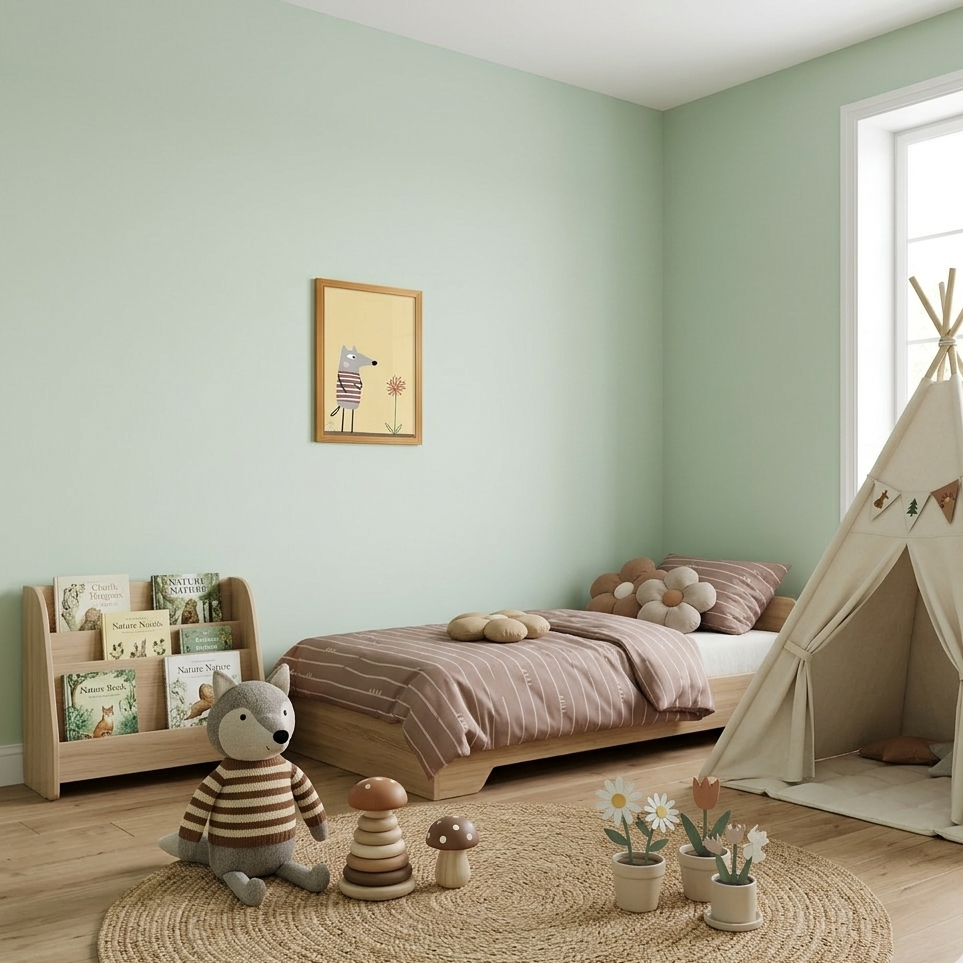 Quadro Infantil Lobo e flor