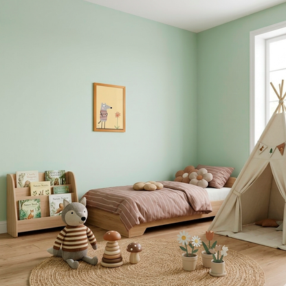 Quadro Infantil Lobo e flor