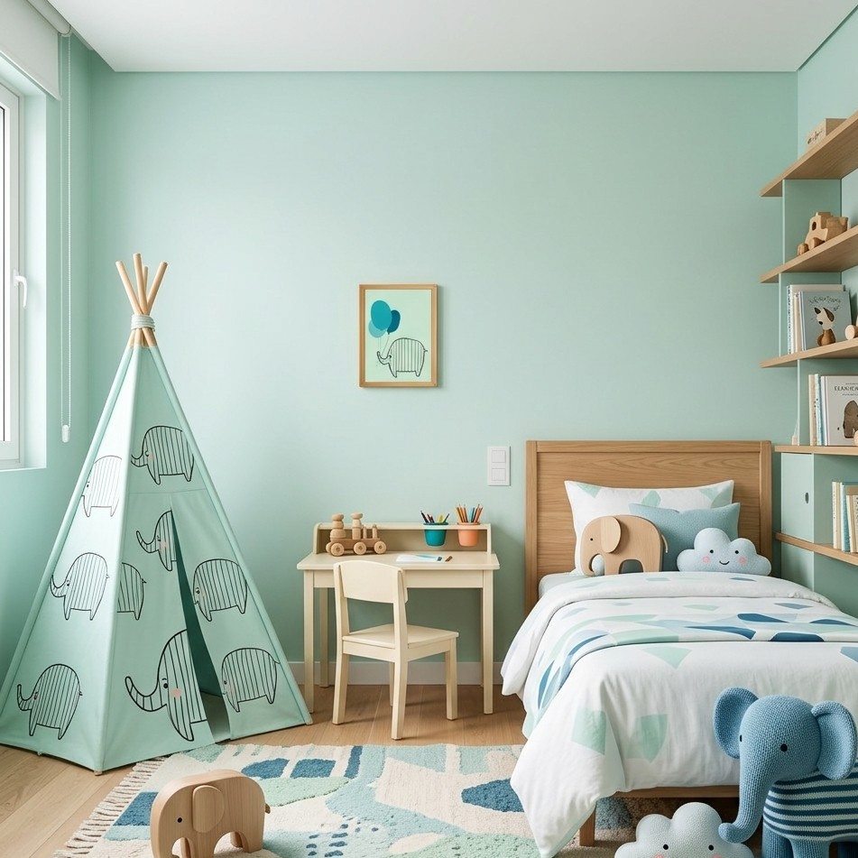 Quadro Infantil Elefante com Balão azul