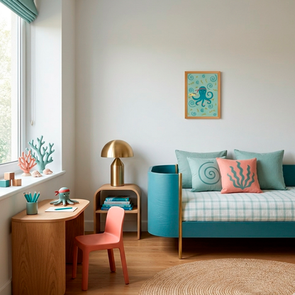 Quadro Infantil Polvo azul