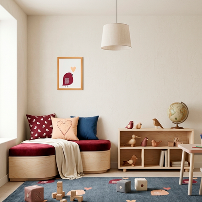 Quadro Infantil Passarinho Coração rosa