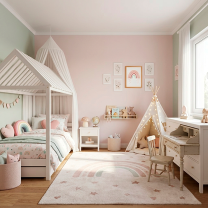 Quadro Infantil Arco Íris Rosa