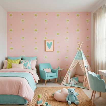 Quadro Infantil Coração rosa fundo azul