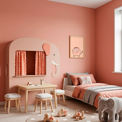 Quadro Infantil Elefante Chafariz rosa