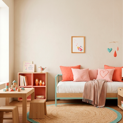 Quadro Infantil Passarinho Corações rosa