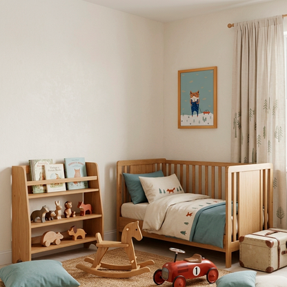 Quadro Infantil Gatinho brincando com carrinho