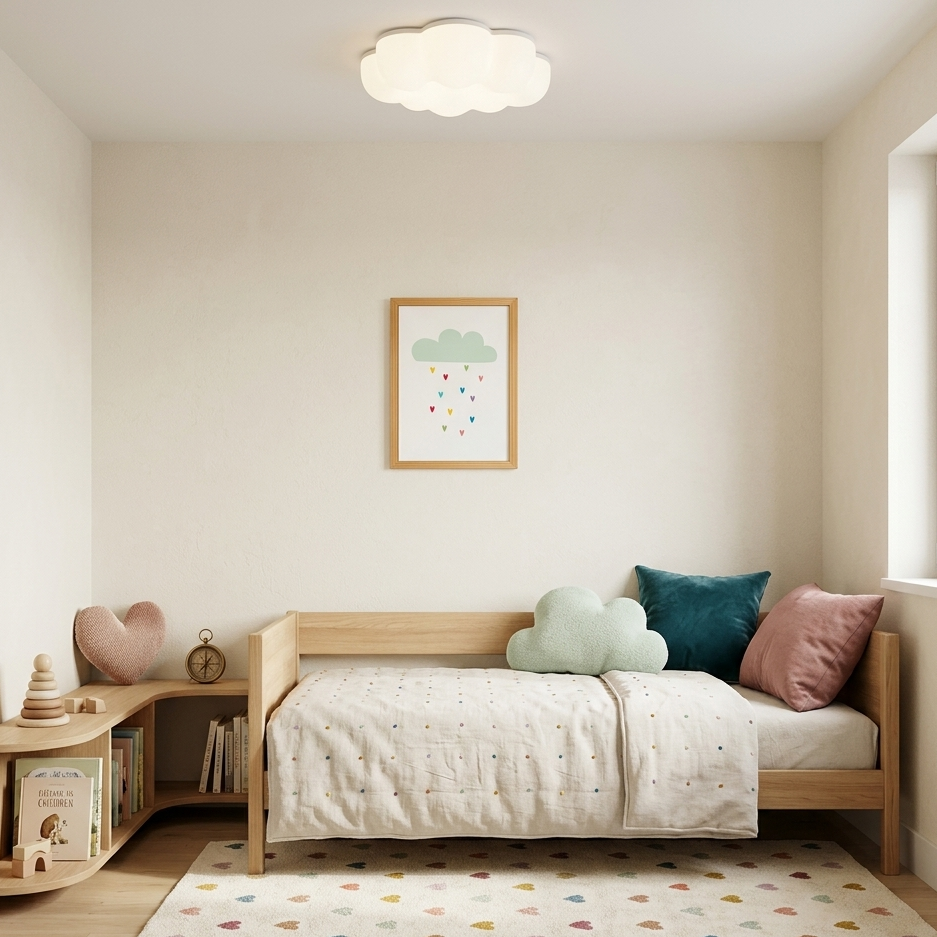 Quadro Infantil Chuva de Corações Azul