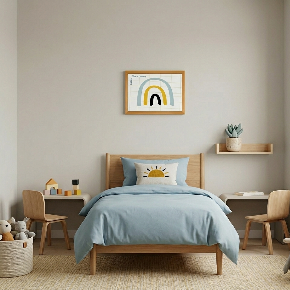 Quadro Infantil follow the rainbow azul