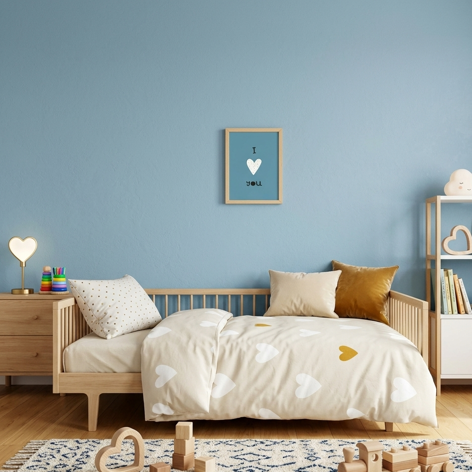 Quadro Infantil I Love You azul